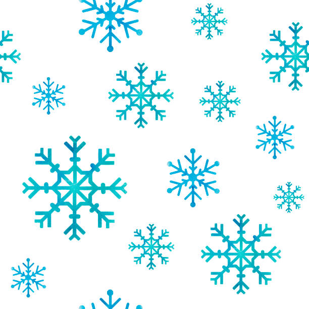 watercolor seamless pattern with blue snowflakes
