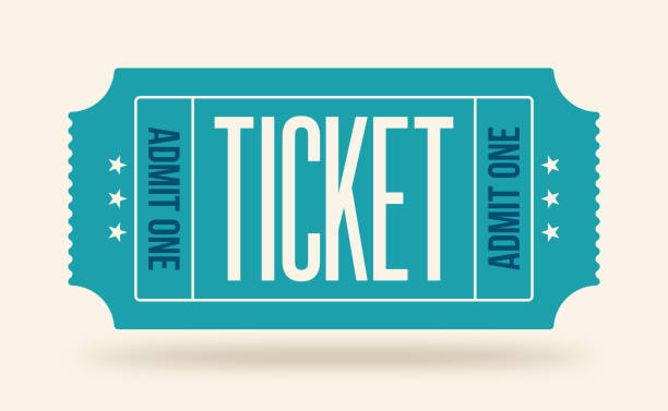 Ticket Admit One Blue admit one ticket for event or program access. movie ticket illustrations stock illustrations