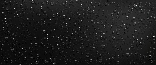 黒いガラスの背景に凝縮水滴 - 水滴点のイラスト素材／クリップアート素材／マンガ素材／アイコン素材