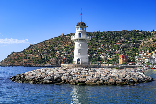 The Saint-Louis lighthouse stands proudly at the end of the Saint Louis jetty. Built in around 1680 and destroyed by German mines in 1944, it was rebuilt in 1948. The image shows the lighthouse captured during autumn season.