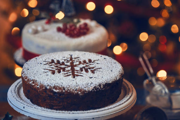 istock Fondant Christmas Cake with Dried Fruits and Nuts 1285339603