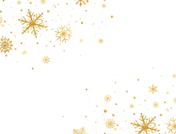 ilustraciones, imágenes clip art, dibujos animados e iconos de stock de marco de copos de nieve dorados. bandera de celebración. copos de nieve de oro brillante y nieve sobre fondo blanco. lujo feliz navidad y feliz año nuevo elementos de diseño. ilustración vectorial - marcos de festividades y de temporada