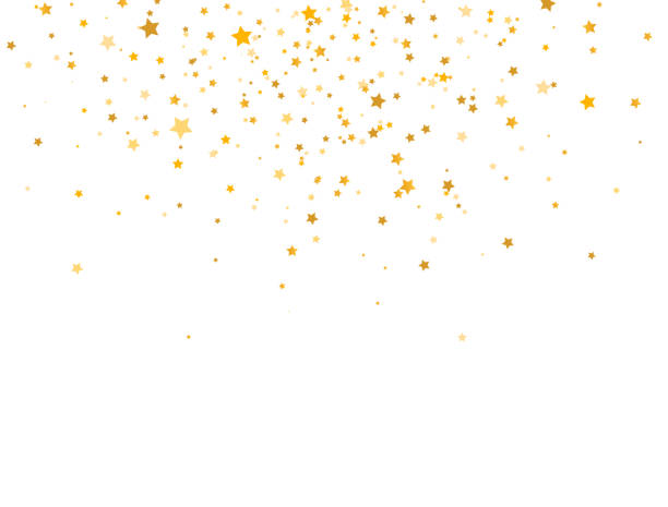 白い背景に黄金の星が飾られます。グリッタースターエレガントなデザイン要素。金の流れ星。魔法の装飾の境界線。クリスマスの質感。ベクトルの図 - backgrounds metallic gold christmas点のイラスト素材／クリップアート素材／マンガ素材／アイコン素材