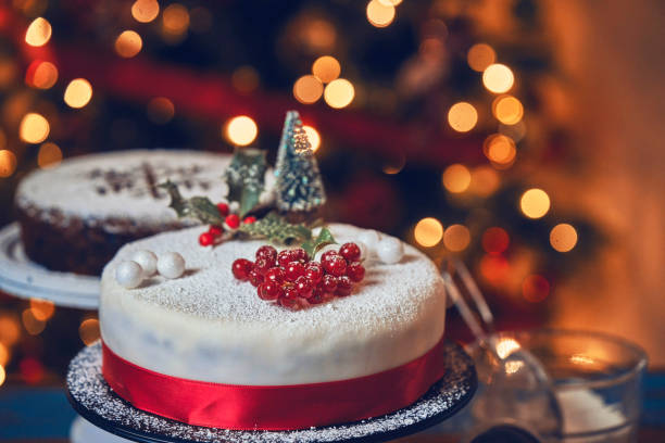 istock Fondant Christmas Cake with Dried Fruits and Nuts 1285339788