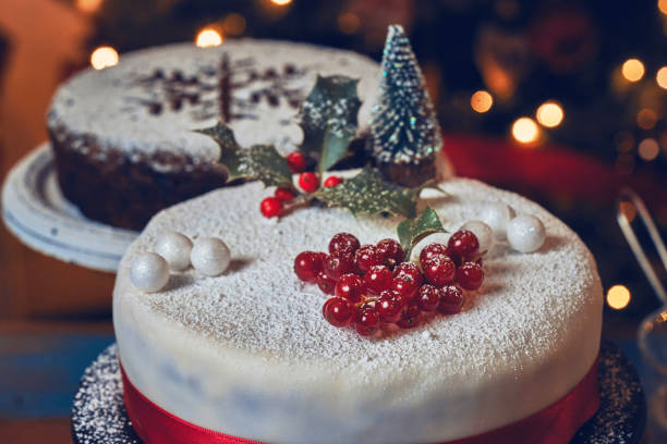 istock Fondant Christmas Cake with Dried Fruits and Nuts 1285340399