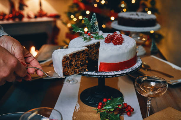 istock Fondant Christmas Cake with Dried Fruits and Nuts 1285340490