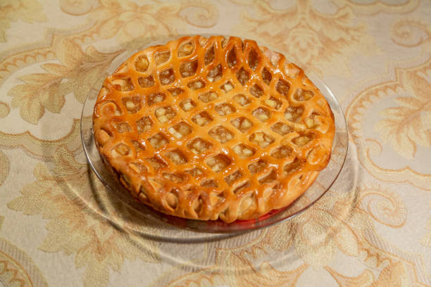 istock Delicious apple pie with crispy brown crust 1285340600