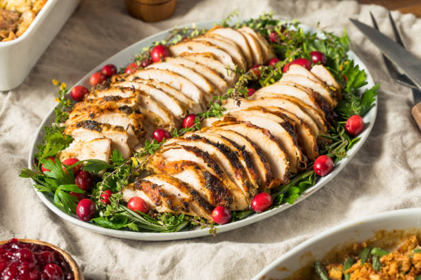 istock Homemade Thanksgiving Turkey Platter Dinner 1285340979