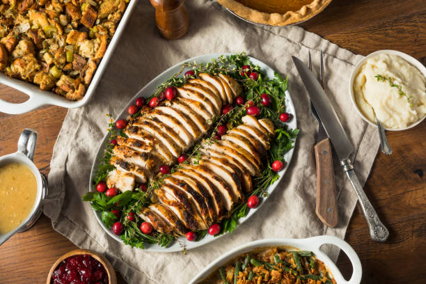 istock Homemade Thanksgiving Turkey Platter Dinner 1285343396