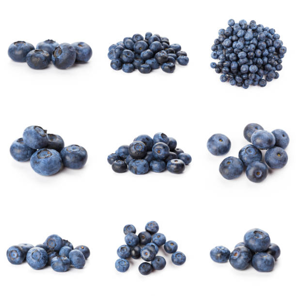 istock Blueberries set isolated on white background. Bilberry. Clipping path. 1285343619