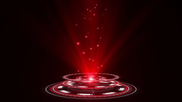 Hologram rounded HUD design animation. Digital technology concept in red colors. Radial graph visualization. Hi-tech panel. Futuristic interface. Modern display. Virtual data Hologram rounded HUD design animation. Digital technology concept in red colors. Radial graph visualization. Hi-tech panel. Futuristic interface. Modern display. Virtual data digital animation stock pictures, royalty-free photos & images