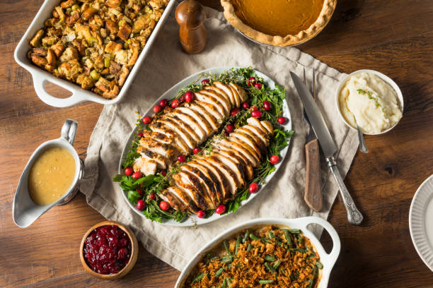 istock Homemade Thanksgiving Turkey Platter Dinner 1285347954