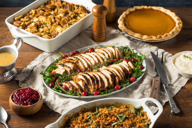 istock Homemade Thanksgiving Turkey Platter Dinner 1285348156
