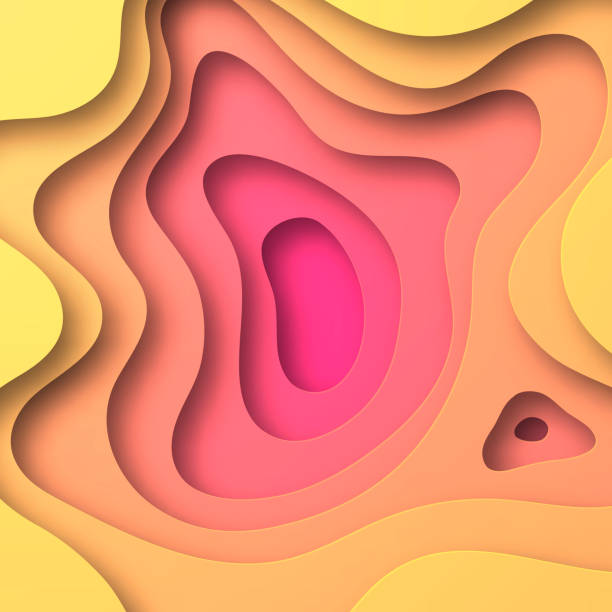 istock Paper cut background - Orange abstract wave shapes - Trendy 3D design 1285348952