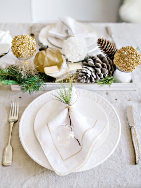 istock Scandinavian style table set for Christmas dinner. 1285353727
