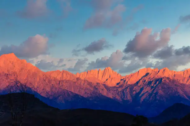Dawn on Mount Whitney in the eastern Sierra Nevada in California