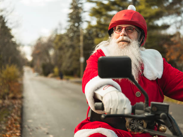 istock Santa Claus on motorbike 1285355802