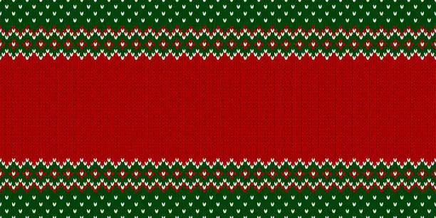 Vector illustration of Ugly Christmas Sweater Party. Template with place for text. Knitted pattern.