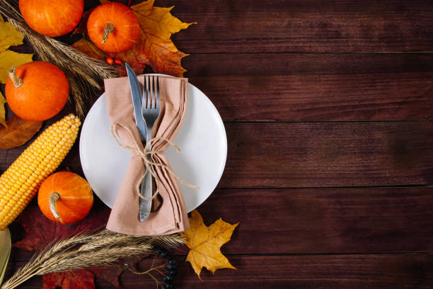 istock Festive table setting for Thanksgiving. Autumn and harvest concept. 1285359464