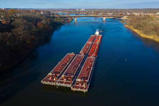 Barge on the Illinois River at Ottawa, Illinois