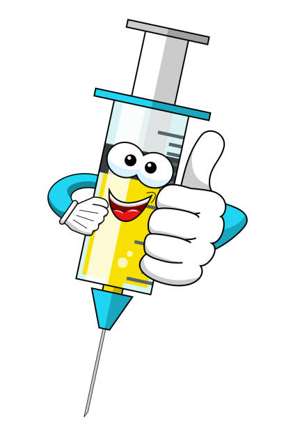 Smiling Cartoon Character Mascot Medical Syringe Vaccine Thumb Up Vector  Illustration Isolated Stock Illustration - Download Image Now - iStock