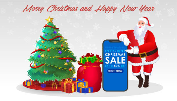 istock Santa Claus greeting merry christmas and happy new year 1285360513
