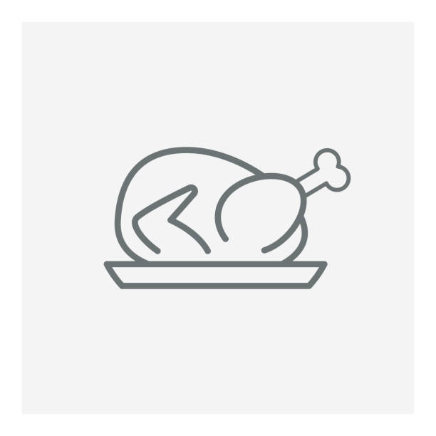 gebratenes truthahn-symbol - roast chicken restaurant food vector stock-grafiken, -clipart, -cartoons und -symbole