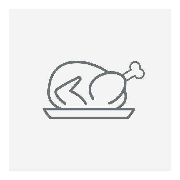 ilustrações, clipart, desenhos animados e ícones de ícone do peru assado - turkey white background bird thanksgiving