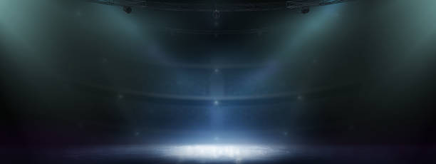 istock Beautiful empty winter background and empty ice rink . Winter background. Ice 1285373403