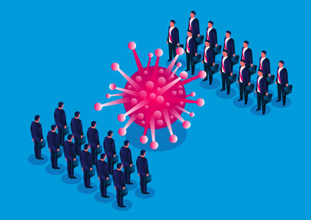 istock Giant cell virus prevented and isolated two groups of businessmen 1285374746