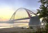 Bugrinskij bridge in the morning mist