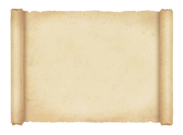gerolltes altes papier beige - parchment stock-grafiken, -clipart, -cartoons und -symbole