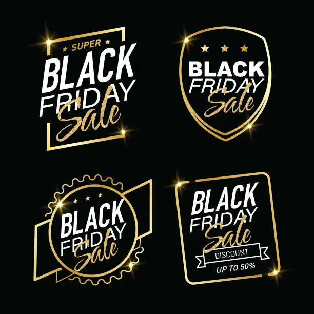 Vector illustration of Black Friday luxury icon set