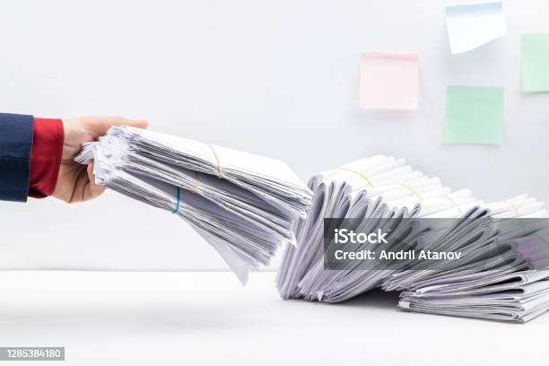 Paper Work Zoom In Close Up Paper Documents Stack At Workplace Paperwork Concept Studio ...