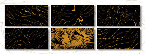 istock Set of abstract black and gold texture background. Collection of floor marble and stone pattern. Luxury design. Graphic template for backdrop, wallpaper, cover. Vector illustration. 1285385095
