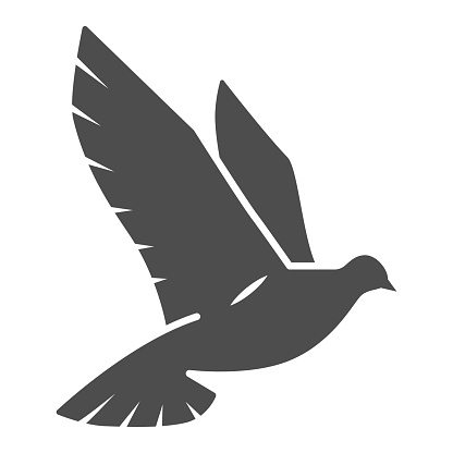 Dove of peace solid icon, world peace concept, bird sign on white background, flying dove icon in glyph style for mobile concept and web design. Vector graphics
