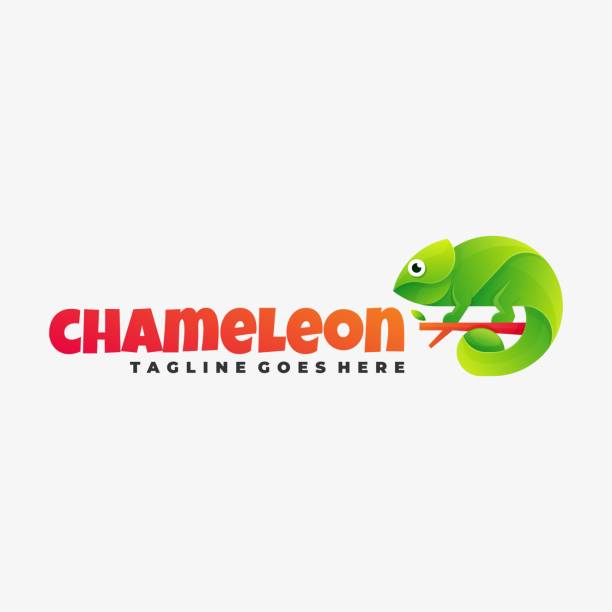 Vector Illustration Chameleon Gradient Colorful Style. Vector Illustration Chameleon Gradient Colorful Style. chameleon icon stock illustrations