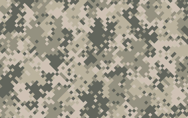 ilustrações de stock, clip art, desenhos animados e ícones de military digital pixel camouflage background pattern - beige background ilustrações