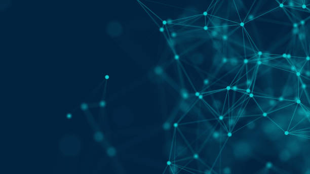 istock Abstract futuristic with connection lines on blue background. Plexus structure. Concept of Science, Business, Communication, Medical, Technology, Network, Cyber, Sci-fi. Illustration. 3D rendering 1285395683