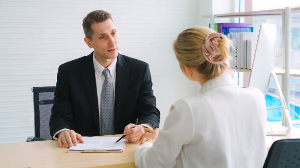 istock Job seeker in job interview meeting with manager 1285395838