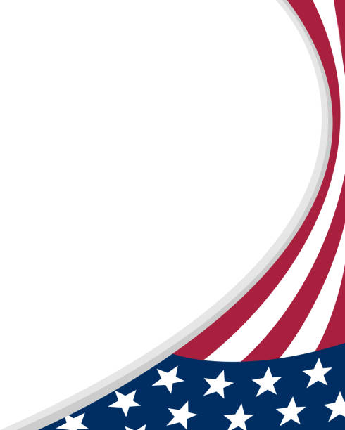 American flag symbols wave corner border banner American flag symbols corner border frame with empty space for text. government borders stock illustrations