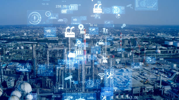 istock Industrial technology concept. Communication network. INDUSTRY 4.0. Factory automation. 1285401985