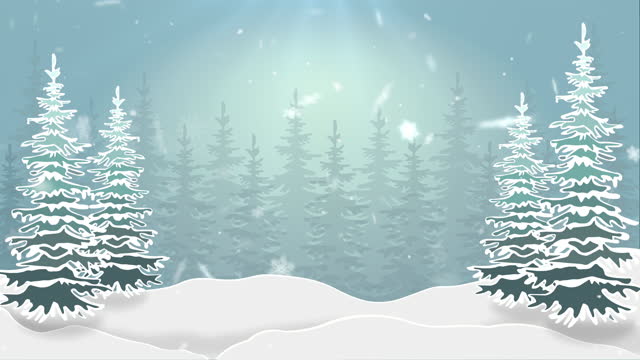 4K Resolution Winter and Christmas background with snowflakes falling animation