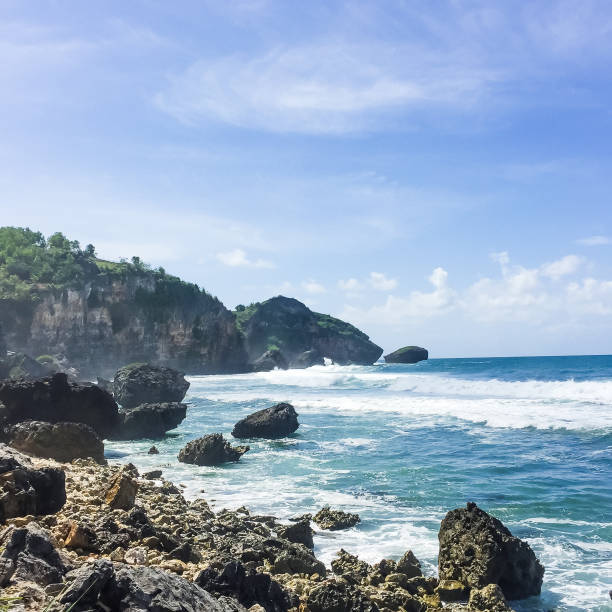 istock Coastline sea, rock and waves view landscapes 1285406679