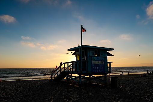 Hermosa Beach, CA-August 8, 2020: Images of downtown Hermosa Beach, CA were shot in the late afternoon of Aug 8, 2020. Hermosa Beach is a small seaside town located 5 miles south of LAX and southwest of Los Angeles.