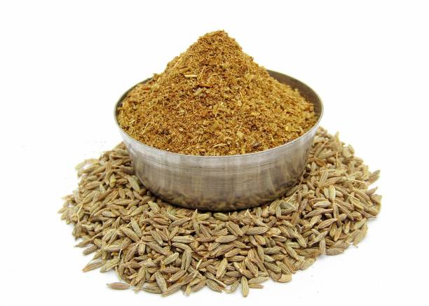 istock Spices Cumin seed with cumin powder on a white background 1285407064