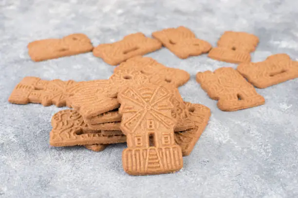 Traditional german christmas cookies called Spekulatius, sweetness with almonds and spices like cinnamon and star anise