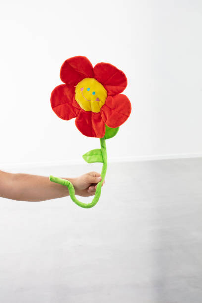 istock Hand Holding Soft Flower Toy 1285414386