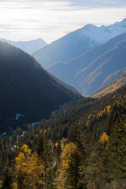 istock Long distance panoramic shot in Val Masino mountains, Italy. Vertical. 1285415608