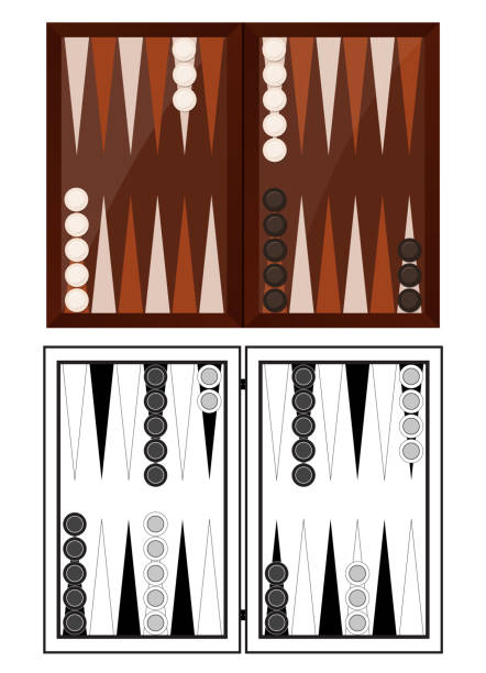 illustrazioni stock, clip art, cartoni animati e icone di tendenza di tradizionale illustrazione vettoriale di gioco backgammon - backgammon board game leisure games strategy